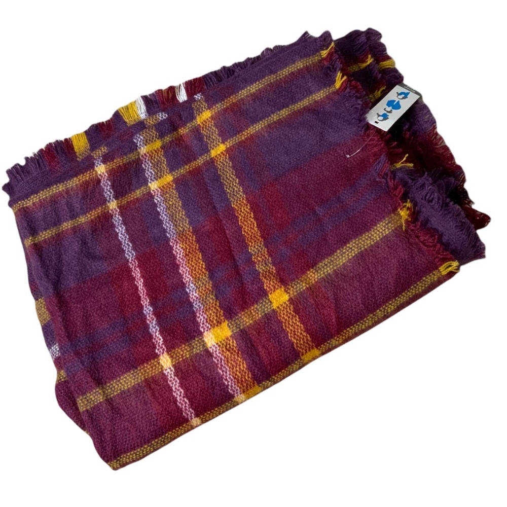 Plaid wrap blanket scarf NWT
